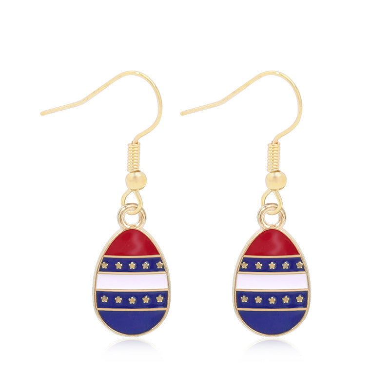 Women's star-shaped enamel earrings with USA flag motif and gold-plated fish Kalsten