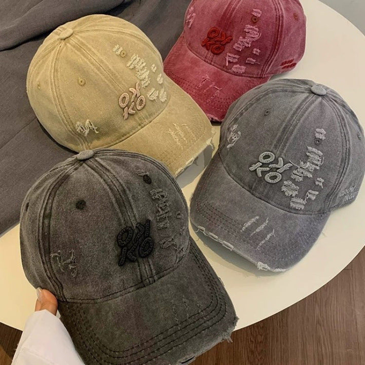 Women's Distressed Graphic Embroidered Baseball Cap Kalsten