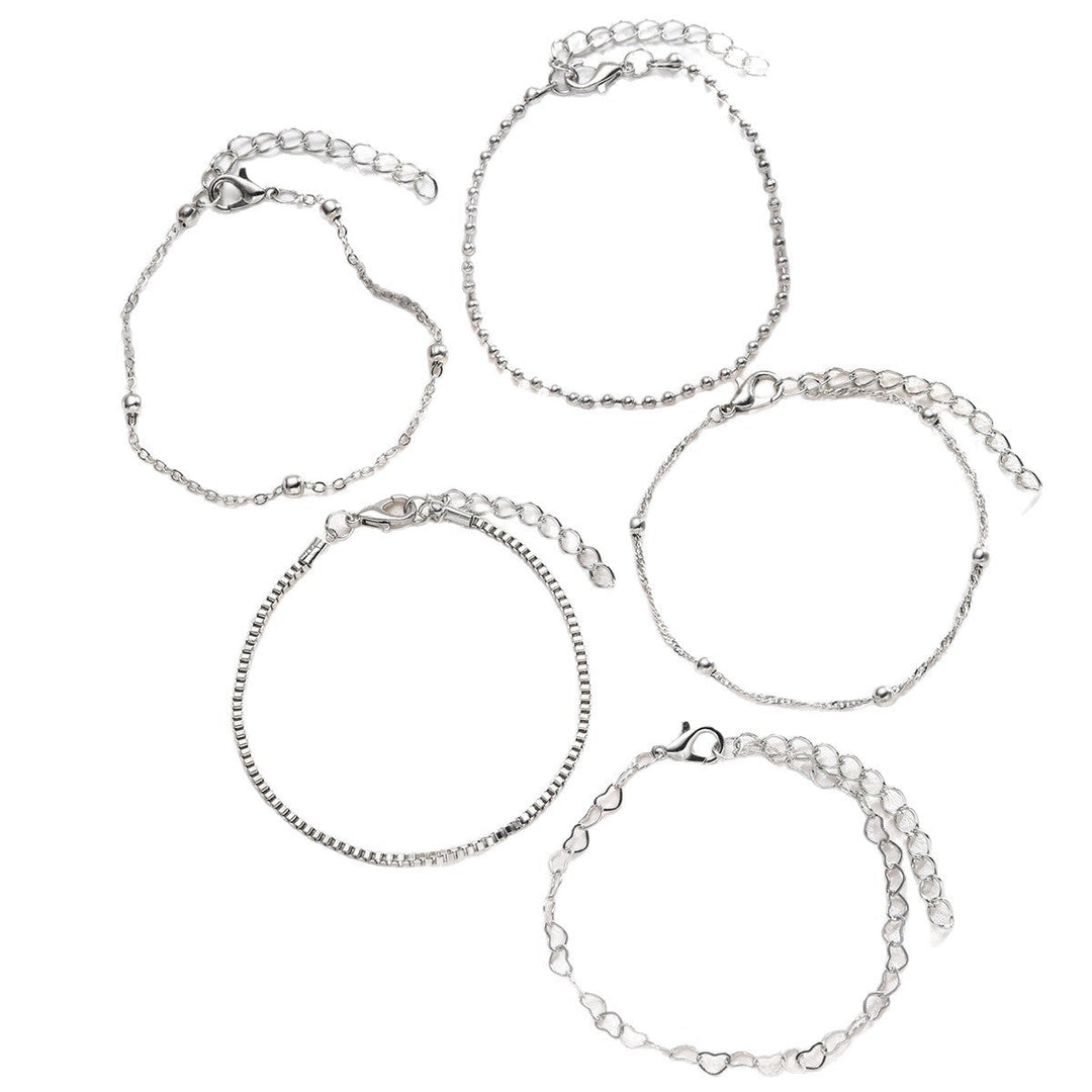 Silver Heart Charm Bracelet Set Kalsten