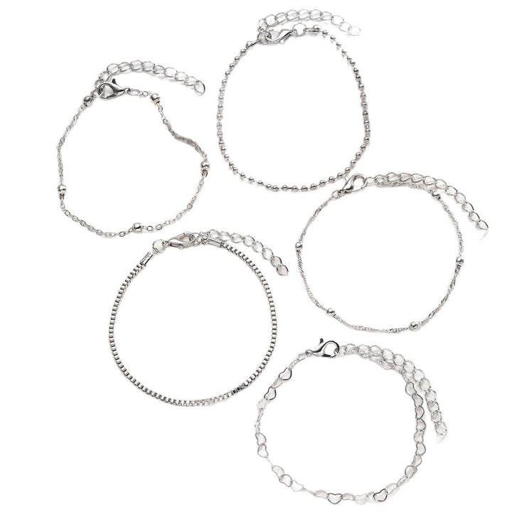 Silver Heart Charm Bracelet Set Kalsten