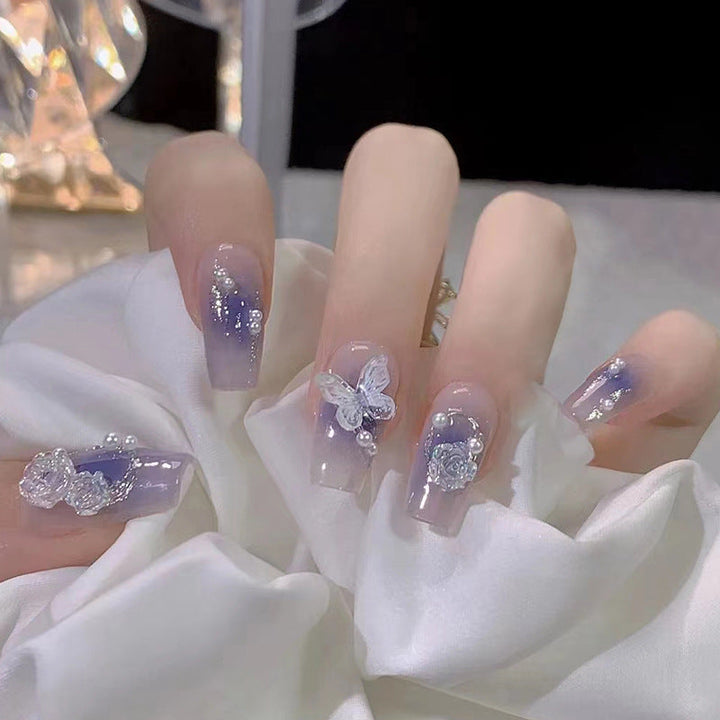 Artistic Butterfly-Embellished Press-On Nail Extensions Kalsten