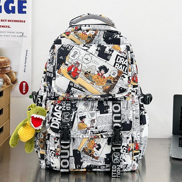 Backpack in Comic Design with Soft Plush Pendant Kalsten