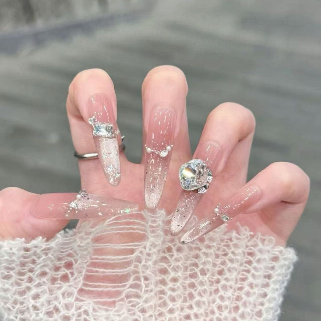 Decorative 3D Crystal-Embellished Nail Art Extensions Kalsten