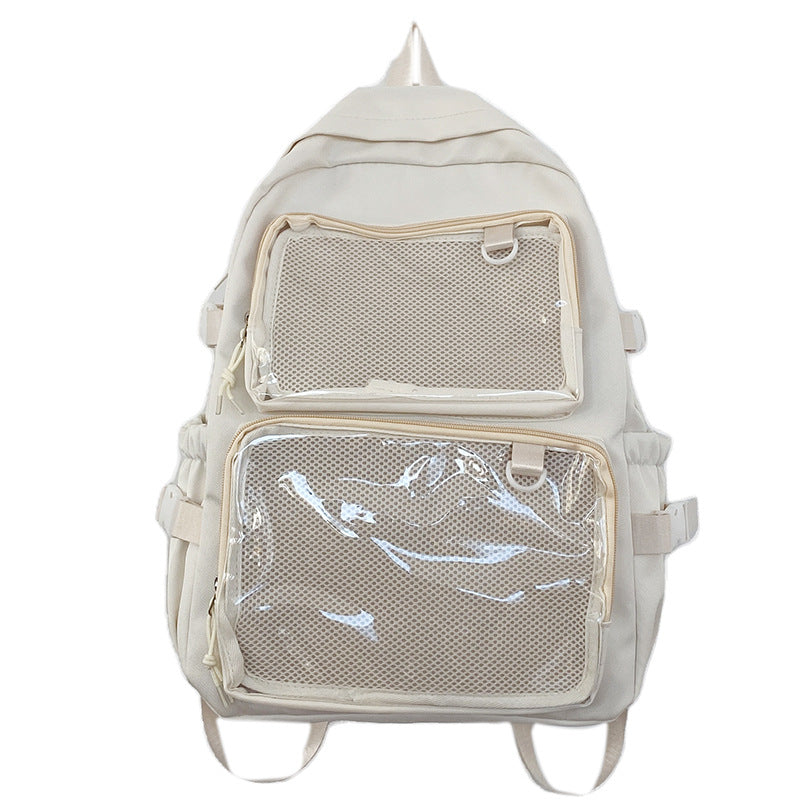 Multi-Compartment Transparent Mesh School Backpack