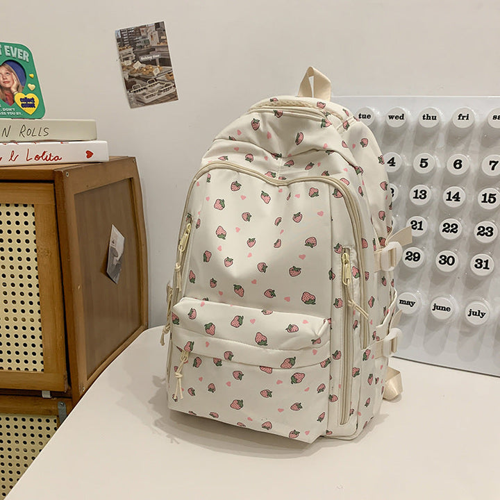 Floral Embellished Multi-Pocket School Backpack