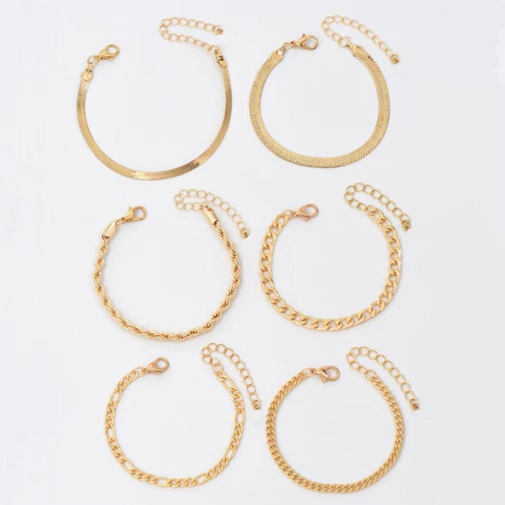 Multi-Style Gold Chain Bracelet Set Kalsten
