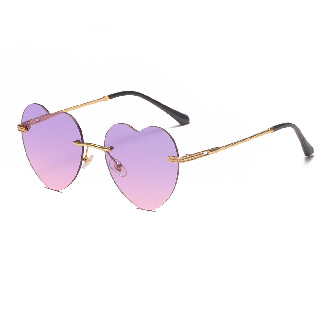 Women's Heart-Shaped Sunglasses with Mirrored Lenses and Gold Frame Kalsten