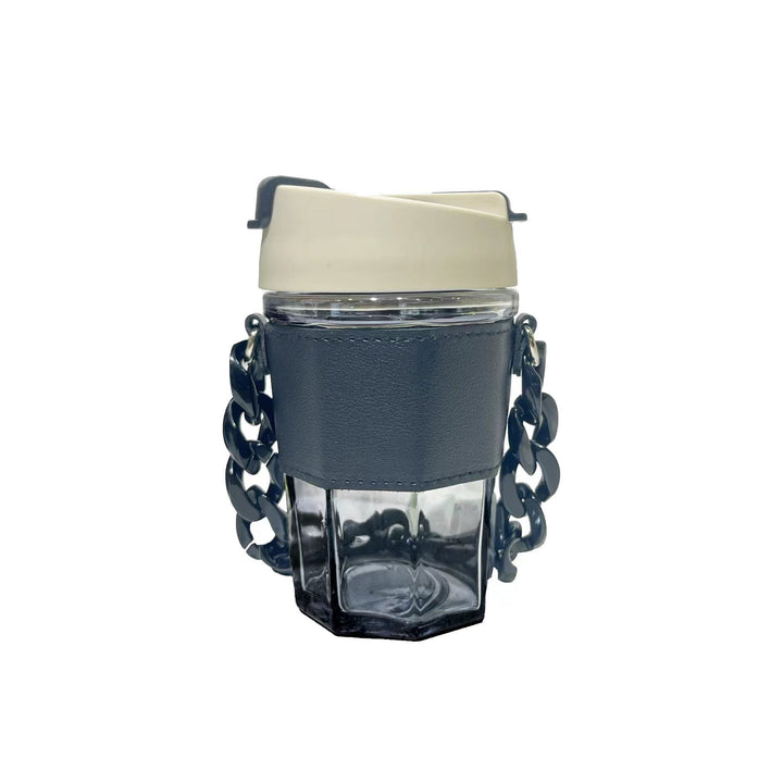 Ladies trendy glass cup with chain carrying strap Kalsten