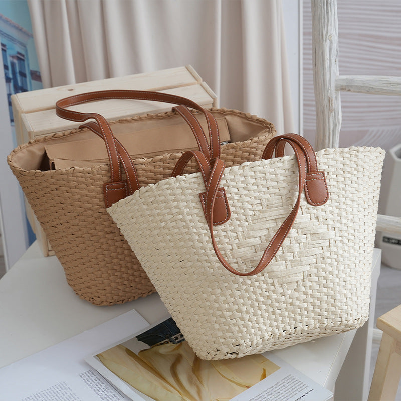 Elegant basket bag with high-quality leather handles Kalsten