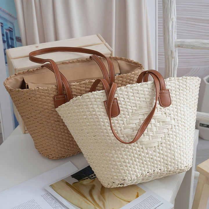 Elegant basket bag with high-quality leather handles Kalsten