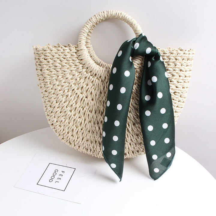 Braided basket bag with elegant silk scarf Kalsten