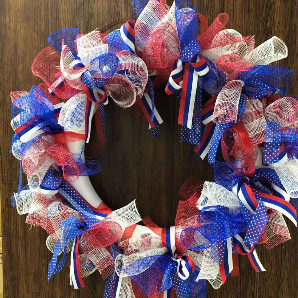 Unisex nan patriotic burlap starburst wreath with layered mesh petals and jute rosette center Kalsten