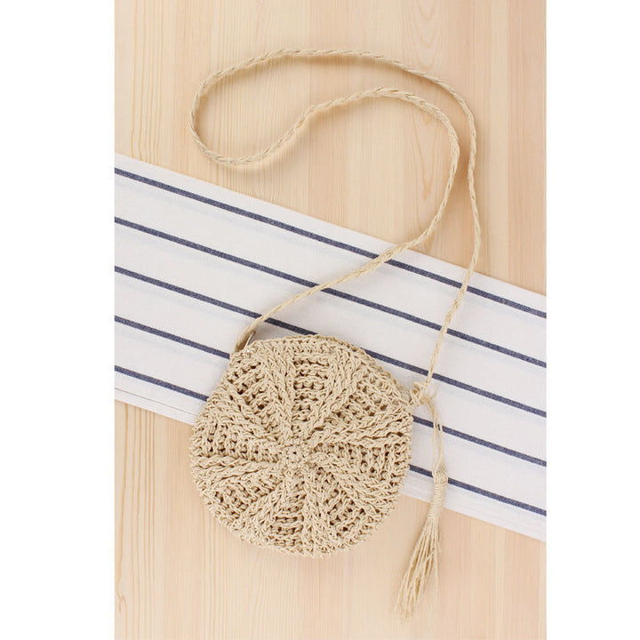 Handbag Made of Hand-Knotted Natural Material with Fringed Detail Kalsten