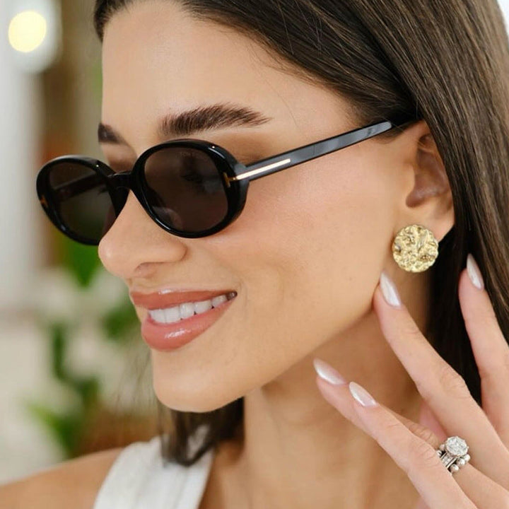 Ladies stylish oval sunglasses with golden details Kalsten