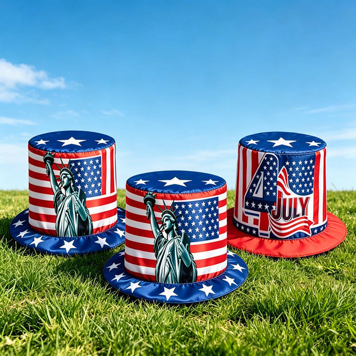 Unisex nano patriotic party top hat with Independence Day motif and lightweight polyester construction One size Kalsten