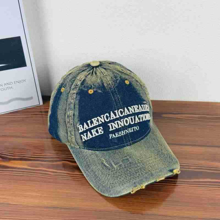 Unisex Vintage-Inspired Distressed Denim Baseball Cap Kalsten