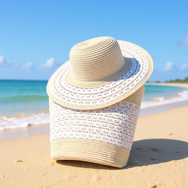 Sun hat with elegant crochet trim Kalsten