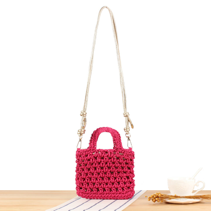 Handbag Made of Handmade Macrame with Adjustable Shoulder Strap Kalsten