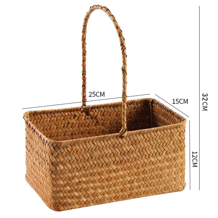 Handwoven Natural Fiber Carrying Basket Kalsten