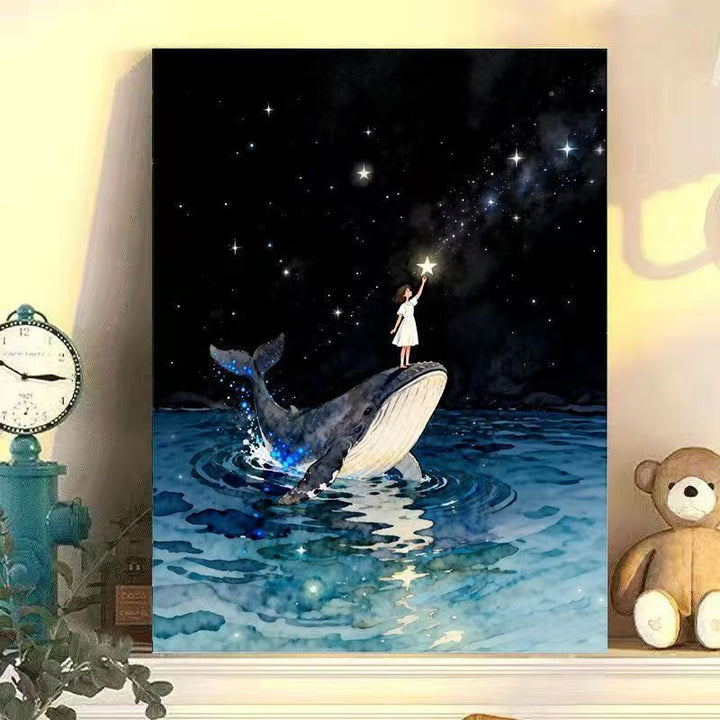 Dreamy Whale and Girl Canvas Artwork Kalsten