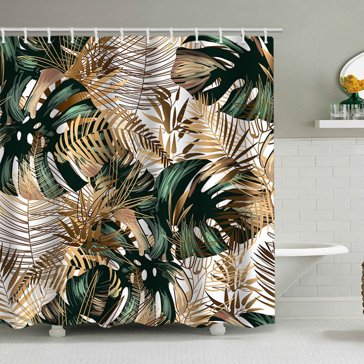 Tropical Leaf Print Shower Curtain Kalsten