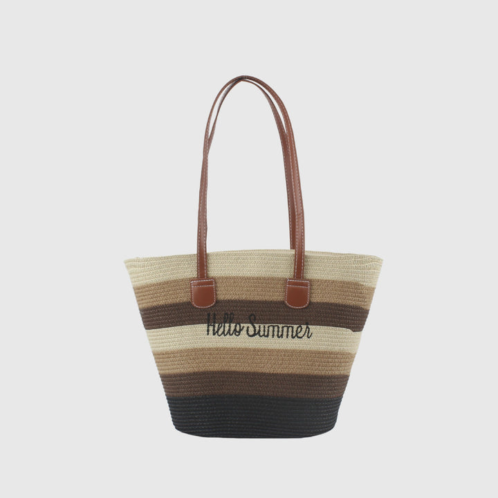 Summer straw bag with leather handles Kalsten