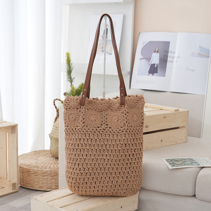 Crochet tote bag with leather handles Kalsten