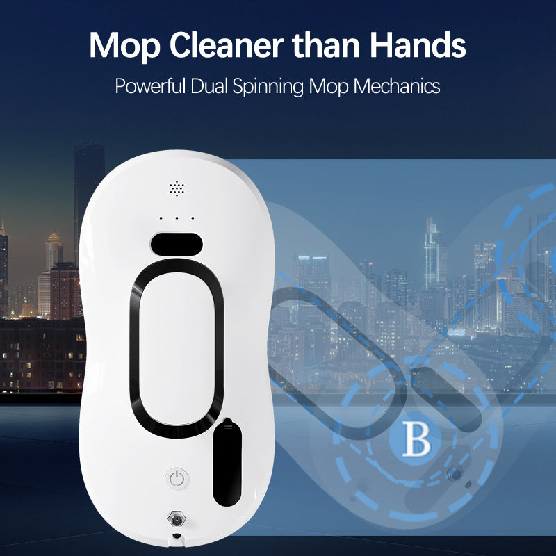 robotic window cleaner with dual spinning microfiber mops and spray function Kalsten