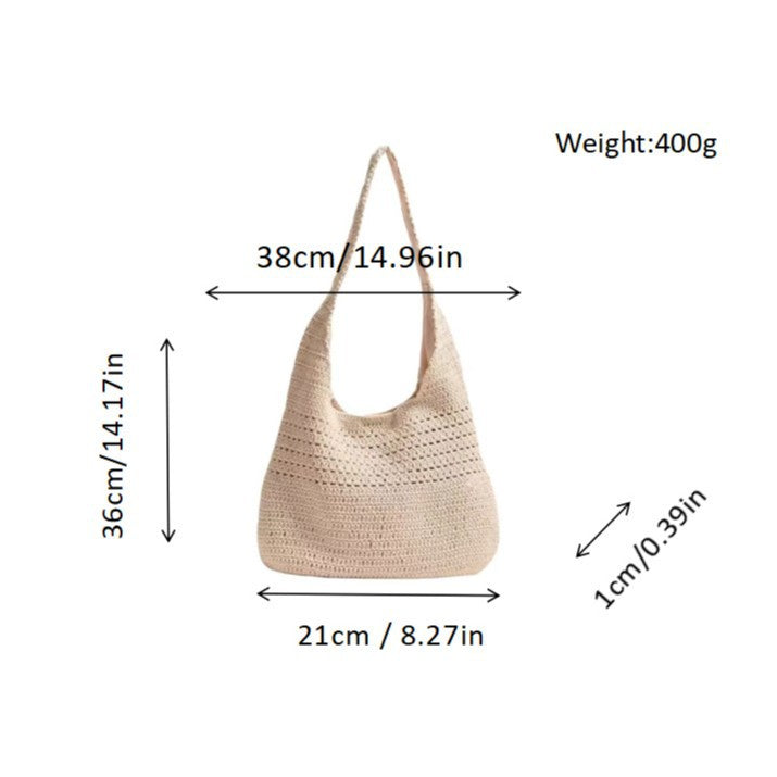 Handbag Made of Hand-Crocheted Natural Material Kalsten