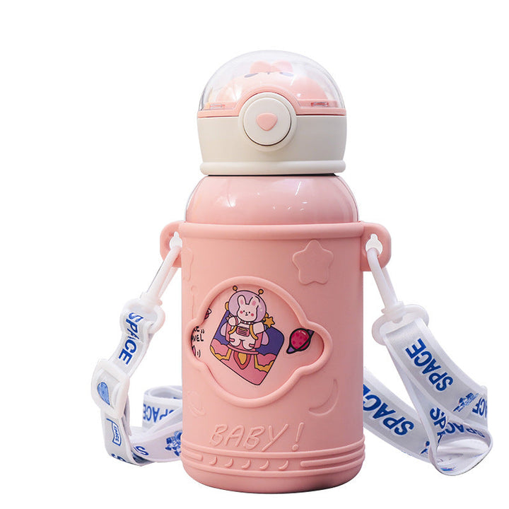 Insulated drinking bottle with cute animal design and flexible carrying strap Kalsten