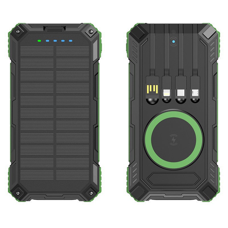 Robust Solar Power Bank with Multifunctional Charging Cable and Integrated Qi Charger Kalsten
