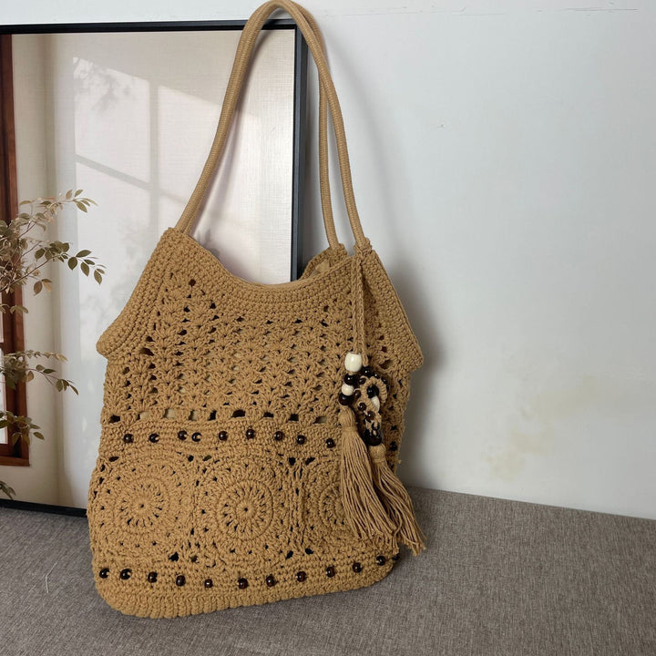 Fashionable Macramé Bag with Detailed Bead Decoration Kalsten