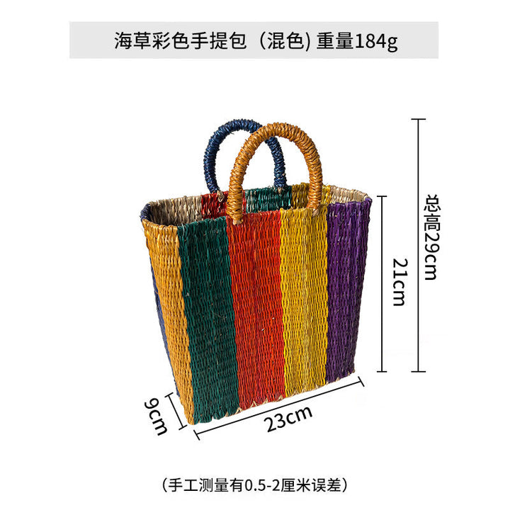 Women's versatile and handcrafted tote bag made of colorful seagrass Kalsten