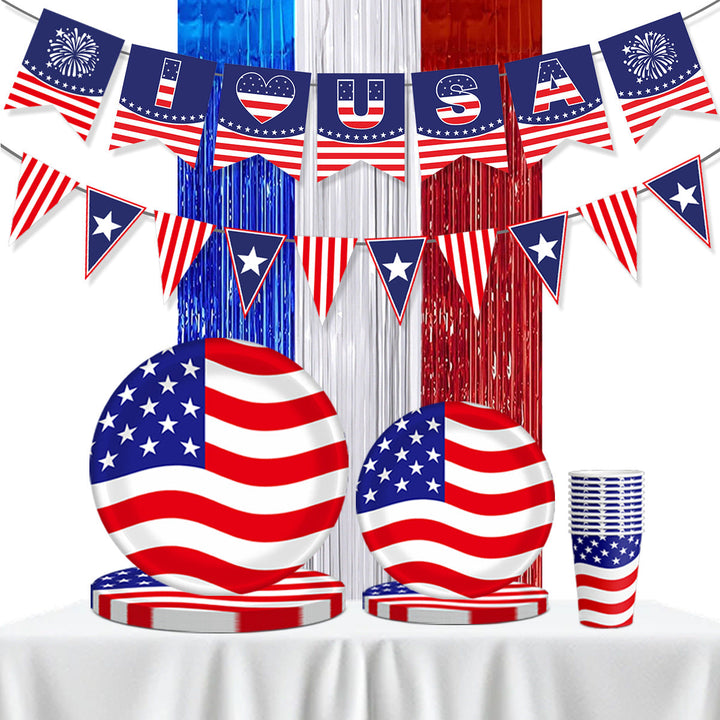 Unisex nan Pappteller Set with patriotic star stripe motif and convenient plate size Kalsten