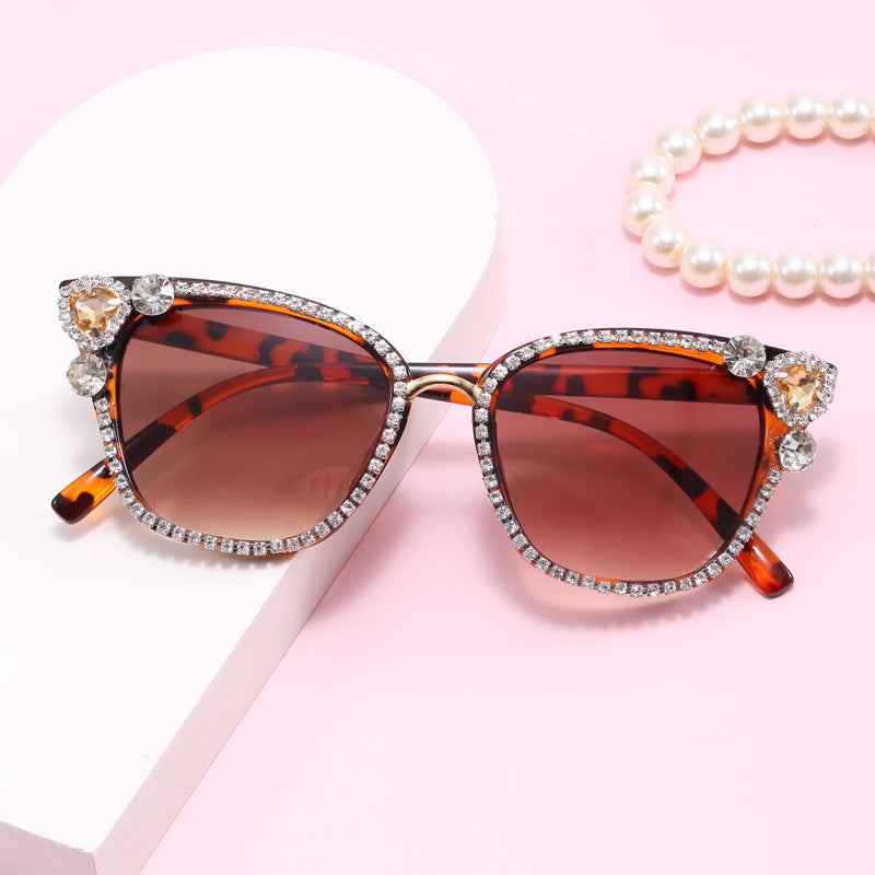 Women's Cat Eye Sunglasses with Sparkling Crystal Decorations Kalsten