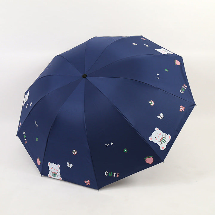 Women's Folding Umbrella with Playful Bear Design Kalsten