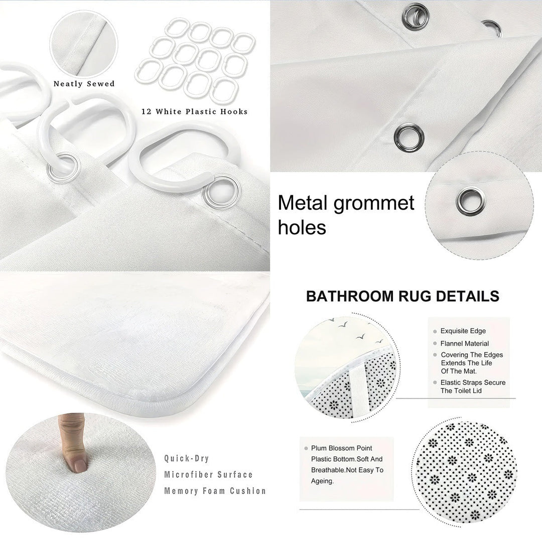 Coastal Lighthouse-Themed Four-Piece Bathroom Set Kalsten