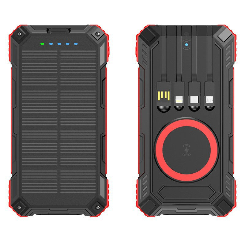Robust Solar Power Bank with Multifunctional Charging Cable and Integrated Qi Charger Kalsten