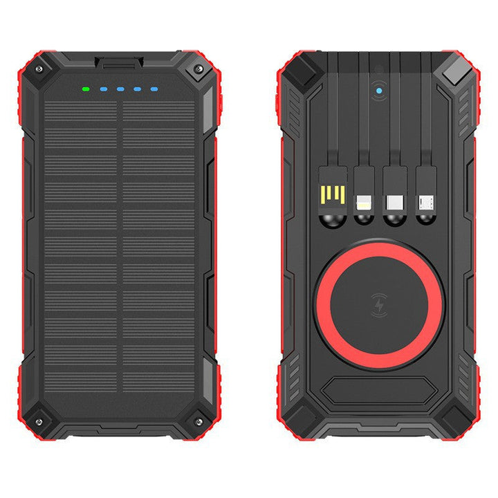 Robust Solar Power Bank with Multifunctional Charging Cable and Integrated Qi Charger Kalsten
