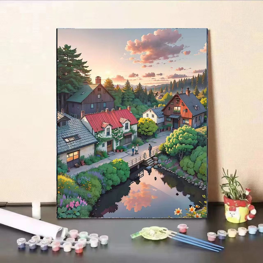 Scenic Village Landscape Paint by Numbers Kit Kalsten