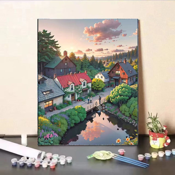 Scenic Village Landscape Paint by Numbers Kit Kalsten