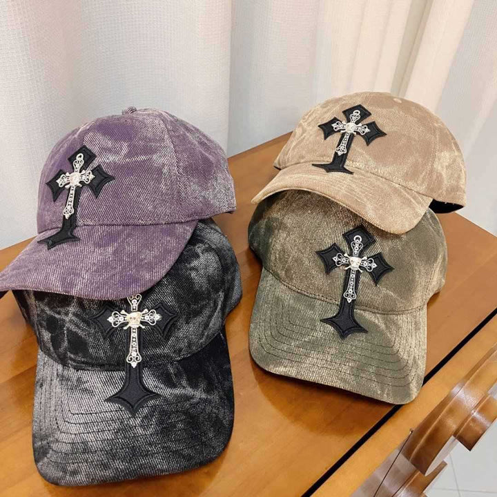 Men's Velvet Embroidered Cross Baseball Cap Kalsten