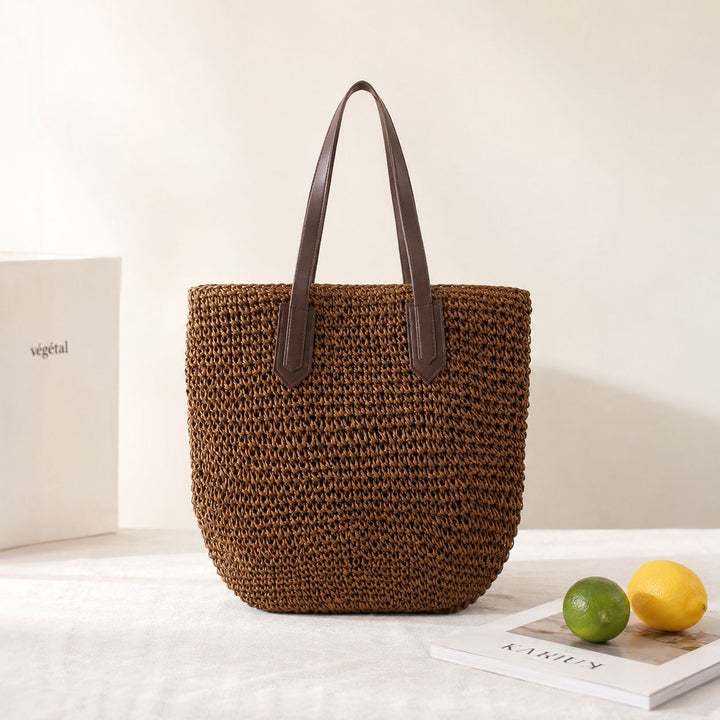 Beach bag with sturdy leather handles Kalsten