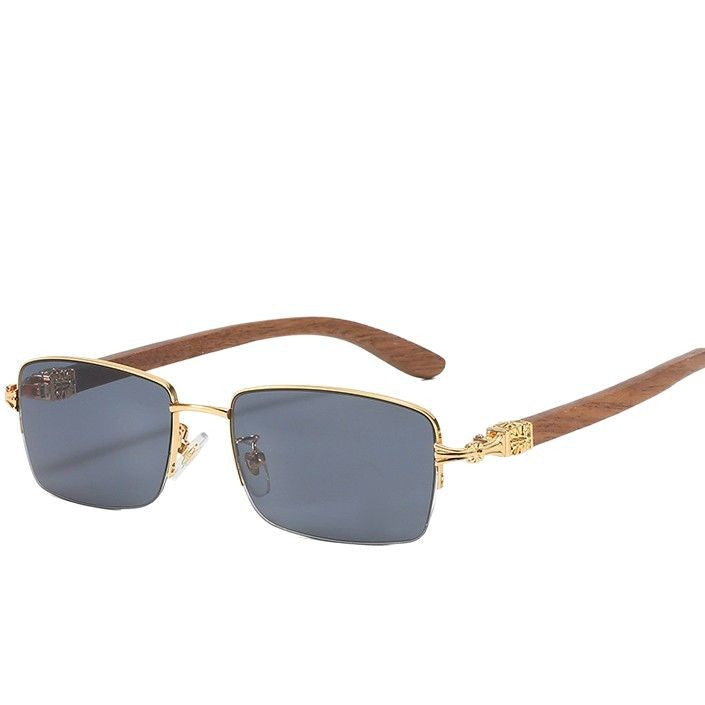 Ladies fashionable glasses with rectangular frame and high-quality wood details Kalsten