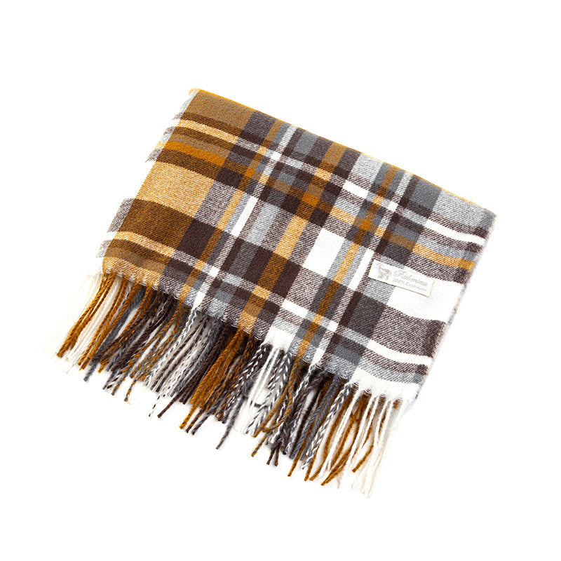 Women Plaid-Fringe Scarf made of soft material Kalsten