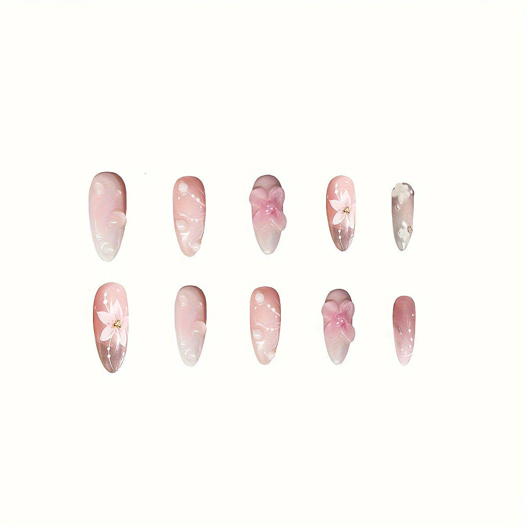 Floral-Themed Press-On Nail Art Kalsten