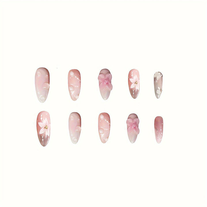 Floral-Themed Press-On Nail Art Kalsten
