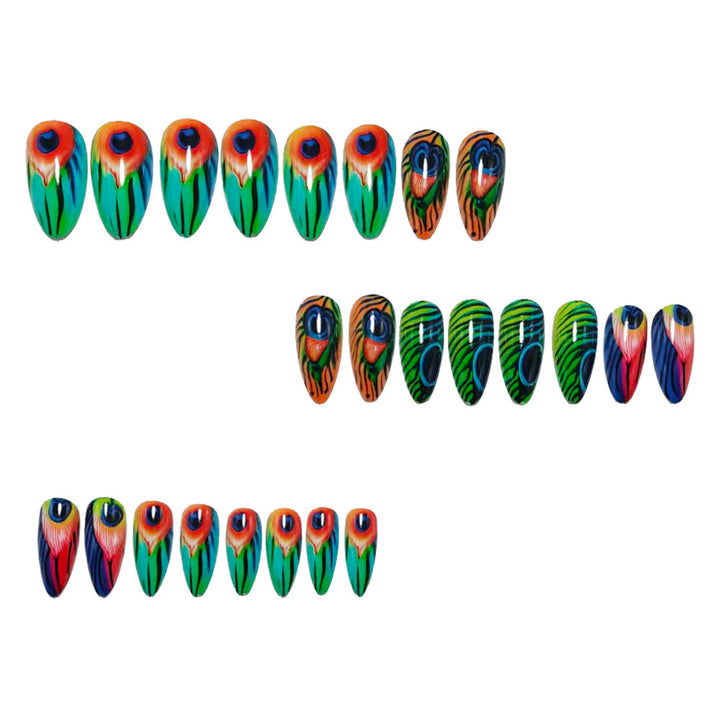 Artificial nails with artistic peacock pattern Kalsten
