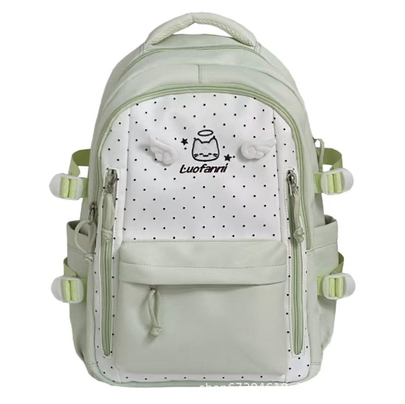 Playful Polka Dot Multi-Pocket Backpack Kalsten