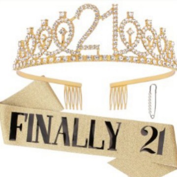 Women Crystal-Embellished Birthday Crown with Personalized Sash Kalsten